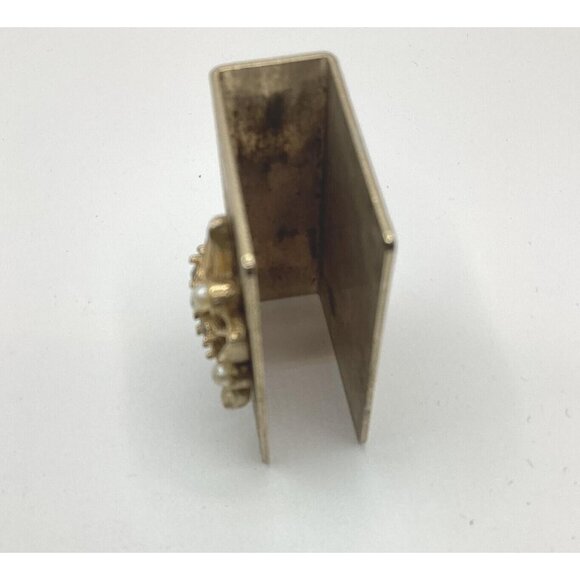 1960s Flower Match Box Cover Gold Tone With Advertising Matchbox - Picture 10 of 10